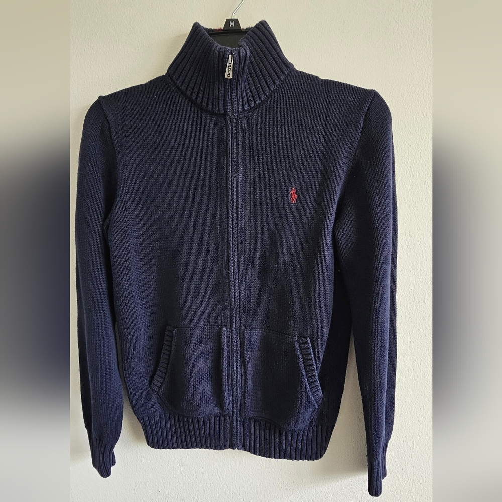 Ralph Lauren Navy Blue Knit Boys' Sweater Size L (14-16) 100% Cotton